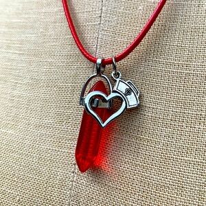 Handmade Blood Resin Stone Dagger Crystal Amulet Necklace & Nurse Charm